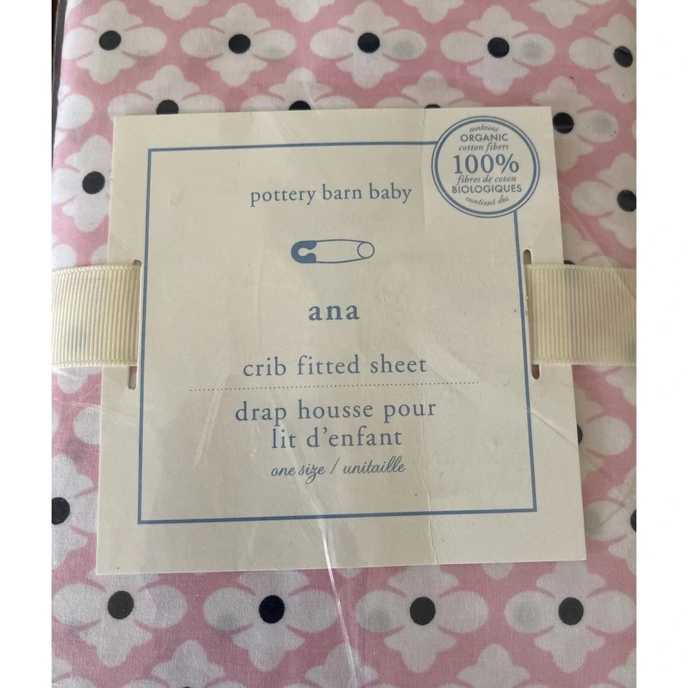 Pottery Barn Kids Baby Nursery Ana Geo Crib Fitted Sheet‎ Pink Floral Blooms
